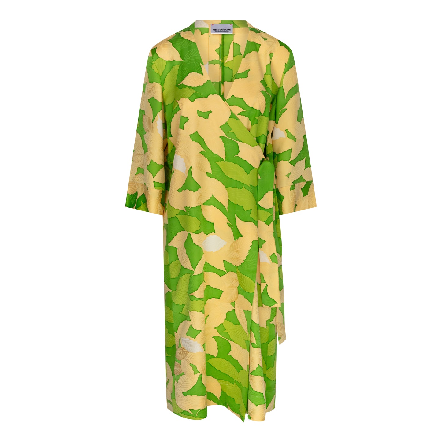 Star Wrap Dress - Spring Leaves in Lime Green