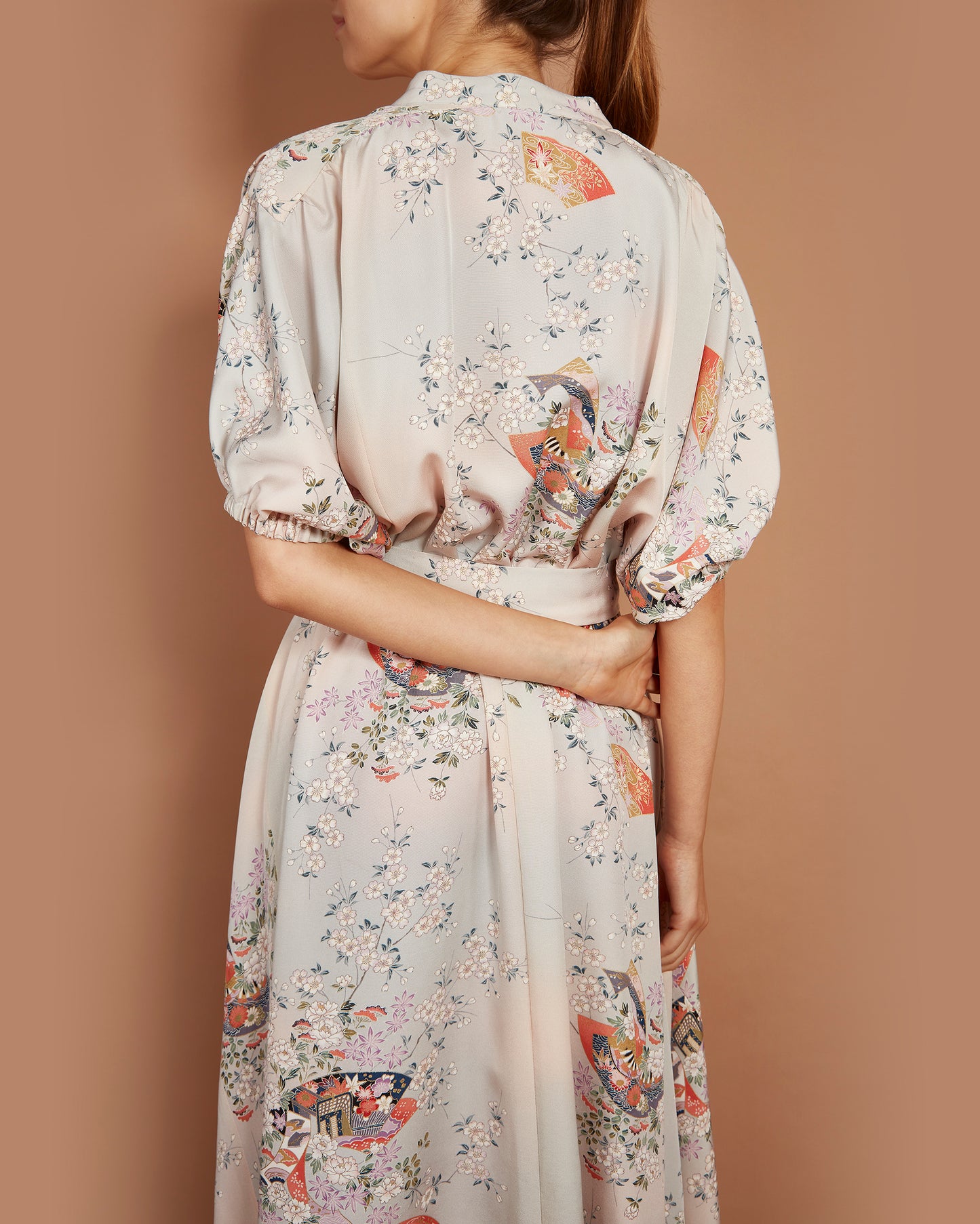 Gloria Batwing Midi Dress - Court Carriages and Cherry Blossoms in Pale Lilac