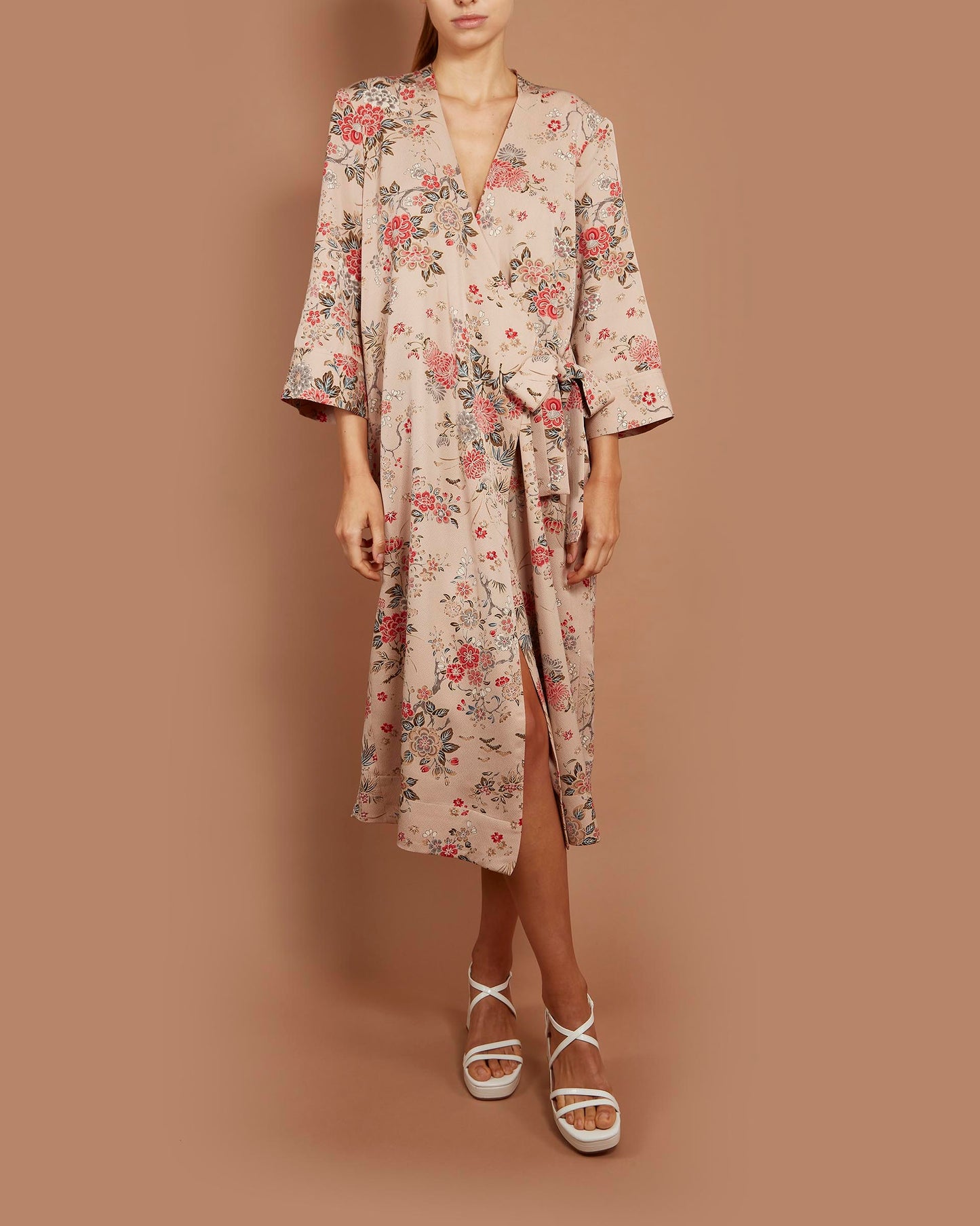 Star Wrap Dress - Chrysanthemums in Powder Pink