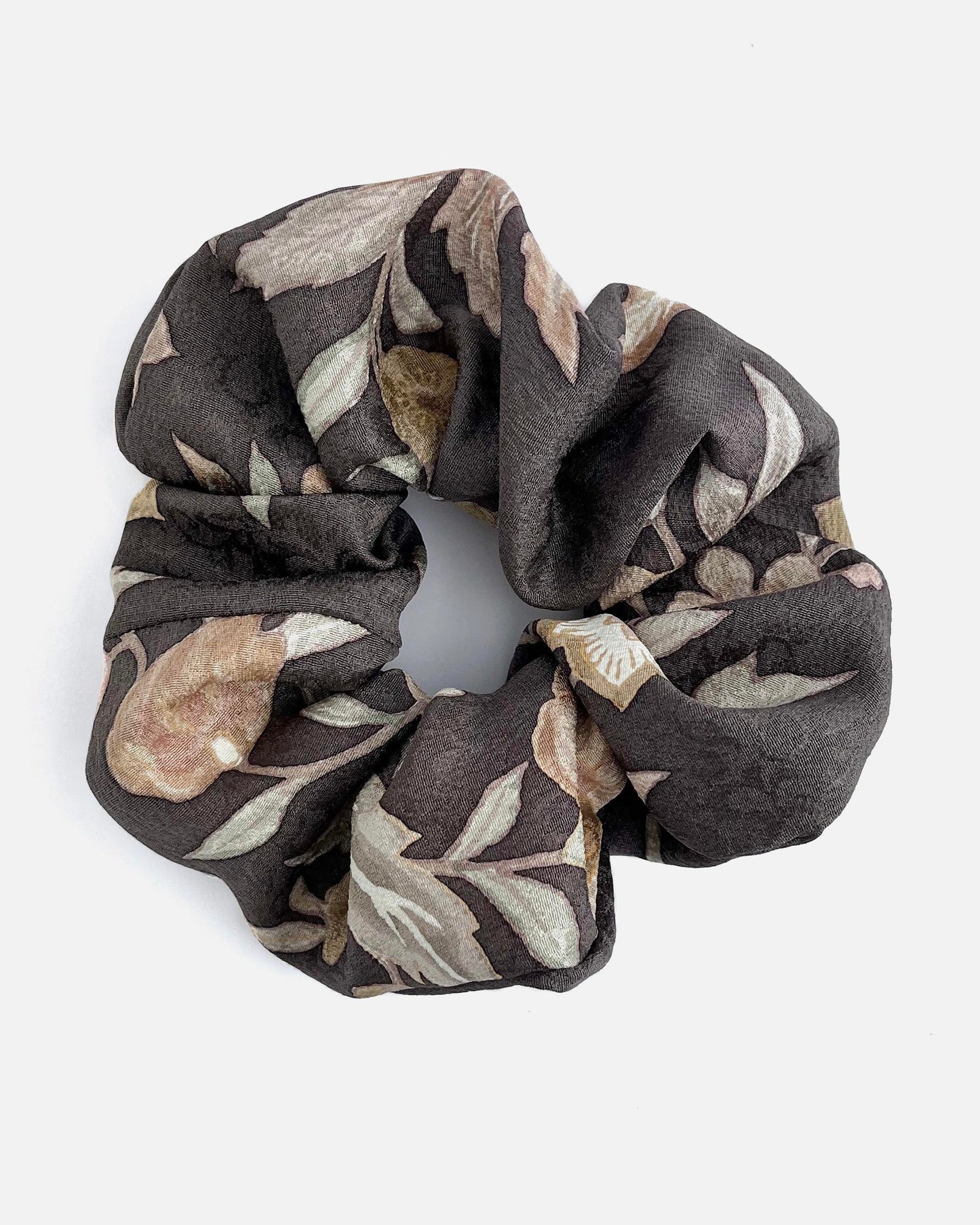 Bella Scrunchie - Exotic Flowers in Cedar Brown