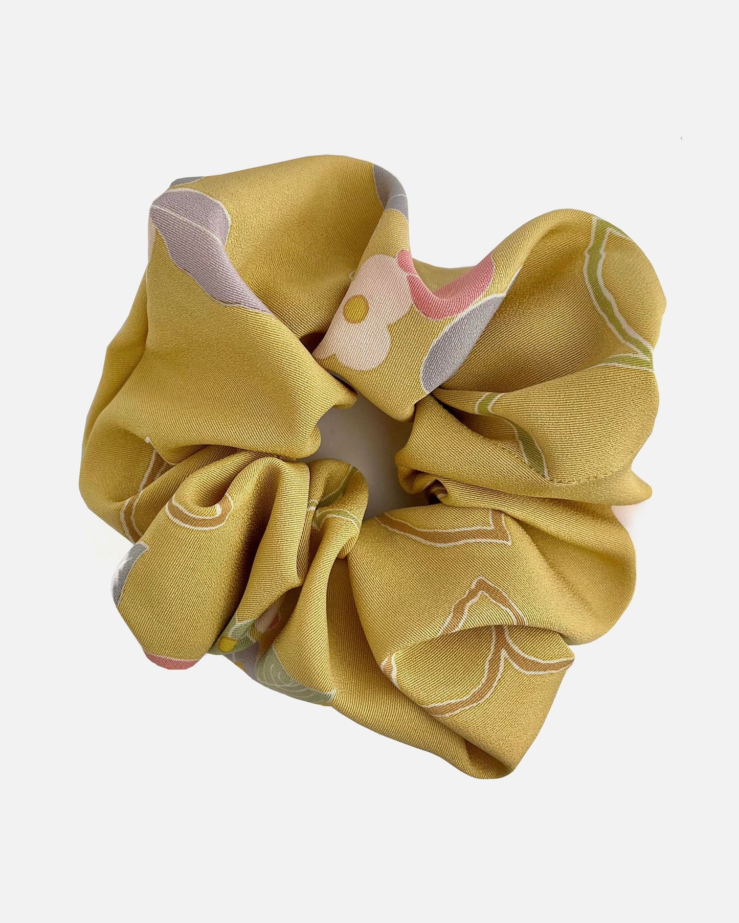 Bella Scrunchie - Summer Flowers in Retro Yellow