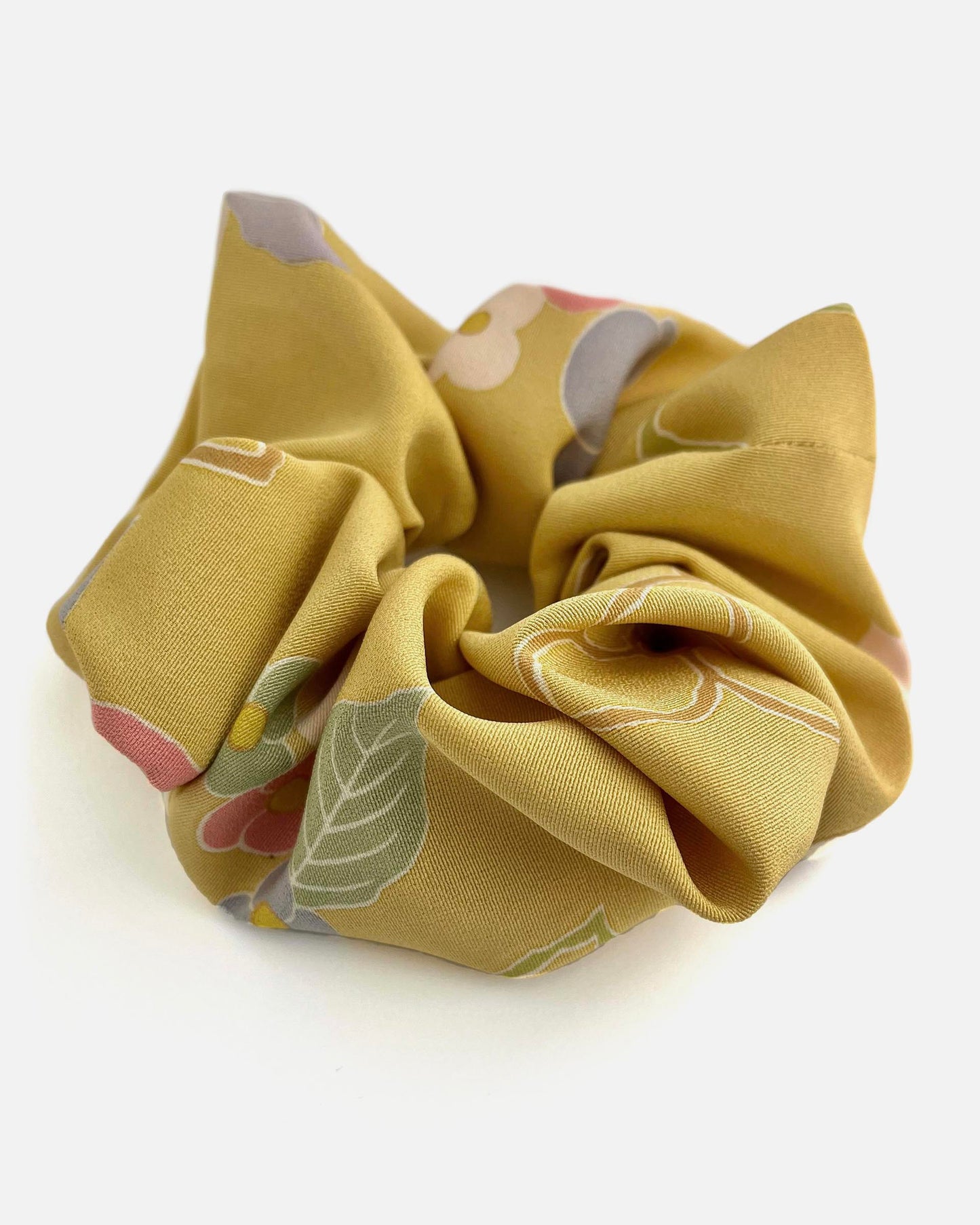 Bella Scrunchie - Summer Flowers in Retro Yellow